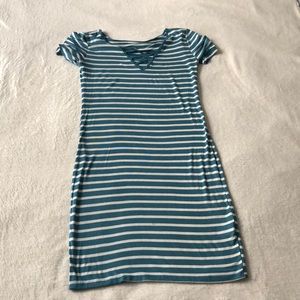 Blue and white dress